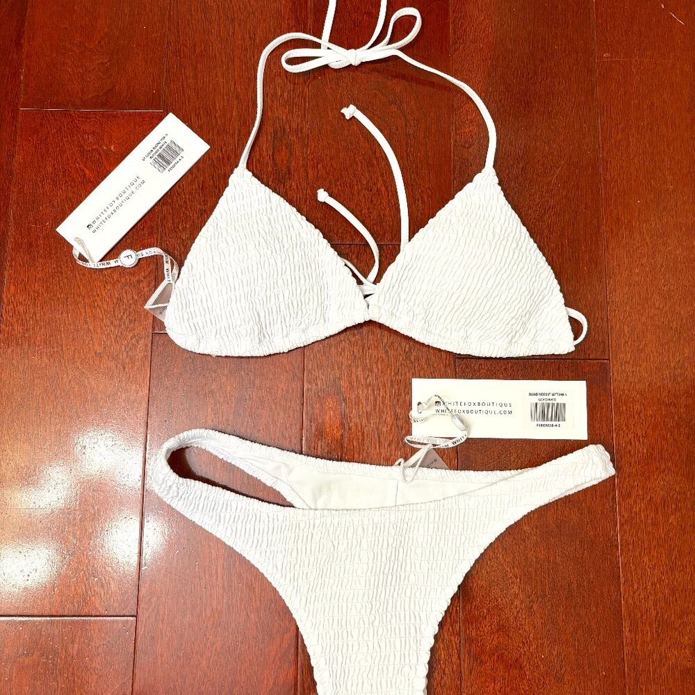 White Fox Bridal Bikini Ruched White Size S - NWT